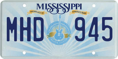 MS license plate MHD945