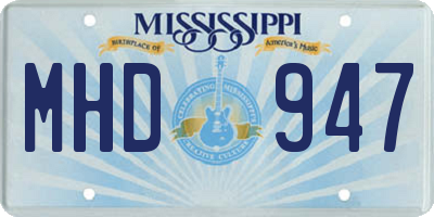 MS license plate MHD947