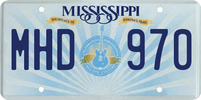MS license plate MHD970
