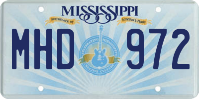 MS license plate MHD972