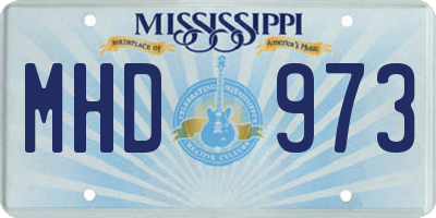 MS license plate MHD973