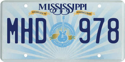 MS license plate MHD978
