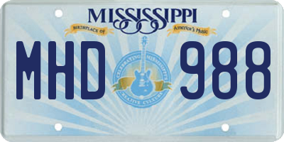 MS license plate MHD988