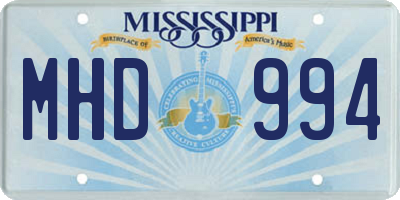 MS license plate MHD994