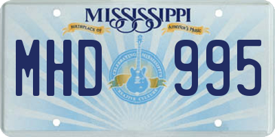 MS license plate MHD995