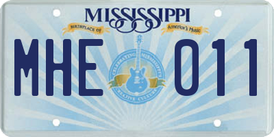 MS license plate MHE011