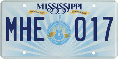 MS license plate MHE017