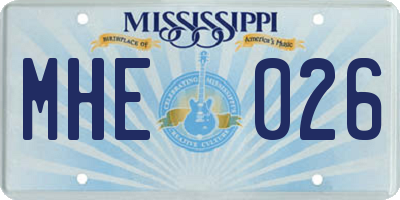 MS license plate MHE026