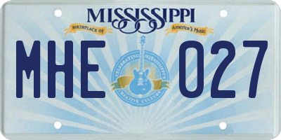 MS license plate MHE027