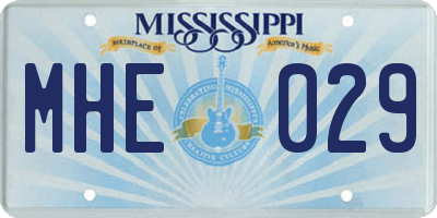 MS license plate MHE029