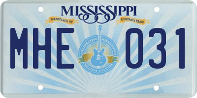 MS license plate MHE031