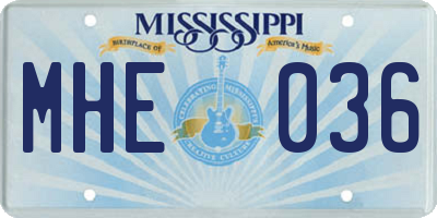MS license plate MHE036