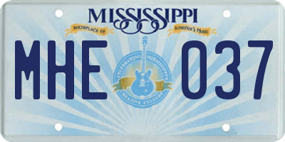 MS license plate MHE037