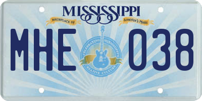 MS license plate MHE038
