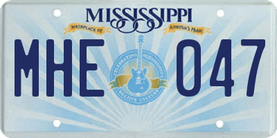 MS license plate MHE047