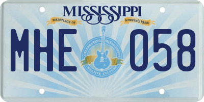MS license plate MHE058