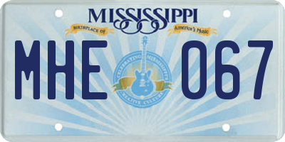MS license plate MHE067