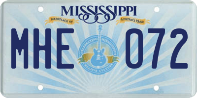MS license plate MHE072