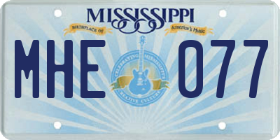 MS license plate MHE077