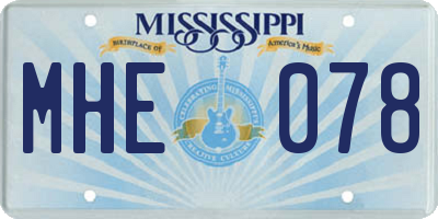 MS license plate MHE078