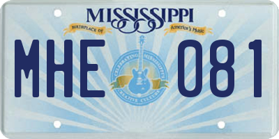 MS license plate MHE081