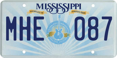 MS license plate MHE087