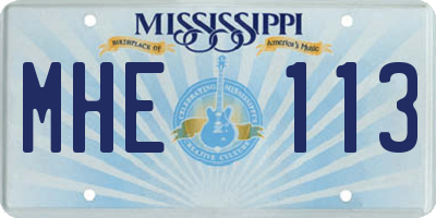 MS license plate MHE113