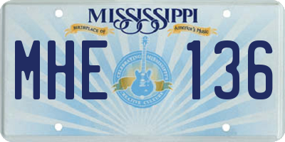 MS license plate MHE136