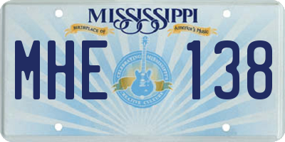 MS license plate MHE138