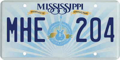 MS license plate MHE204