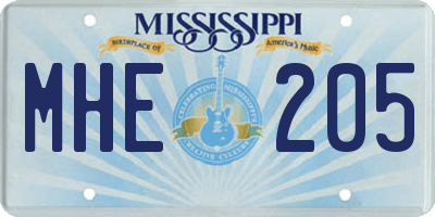 MS license plate MHE205