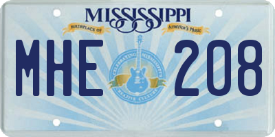 MS license plate MHE208