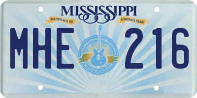 MS license plate MHE216