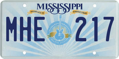 MS license plate MHE217