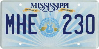 MS license plate MHE230