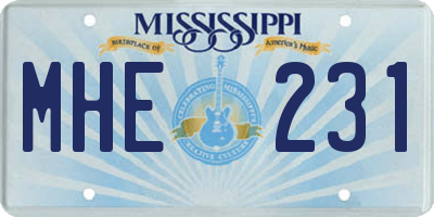 MS license plate MHE231