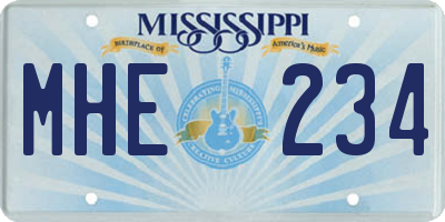 MS license plate MHE234