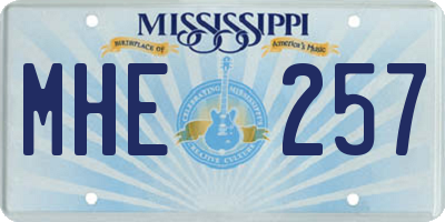 MS license plate MHE257