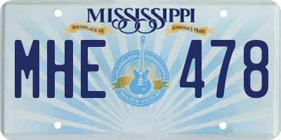 MS license plate MHE478