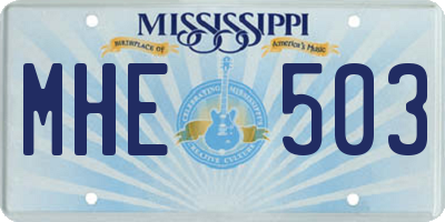 MS license plate MHE503