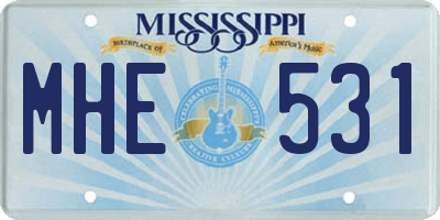 MS license plate MHE531