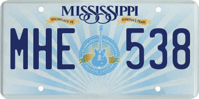 MS license plate MHE538