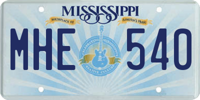 MS license plate MHE540
