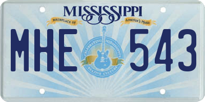 MS license plate MHE543