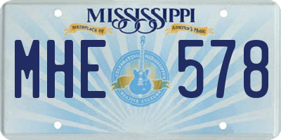 MS license plate MHE578