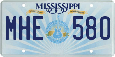 MS license plate MHE580