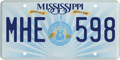 MS license plate MHE598