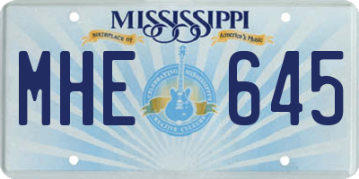 MS license plate MHE645