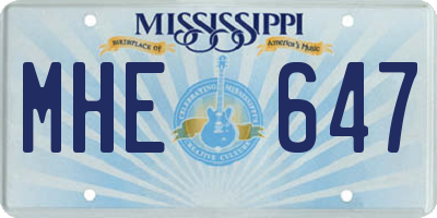MS license plate MHE647
