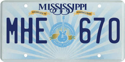 MS license plate MHE670